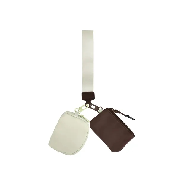 Portable Dual Pouch Wristlet Keychain Wallet