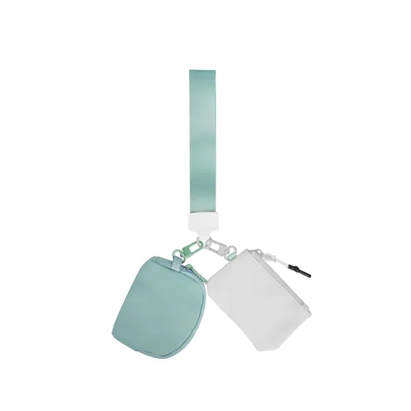 Portable Dual Pouch Wristlet Keychain Wallet