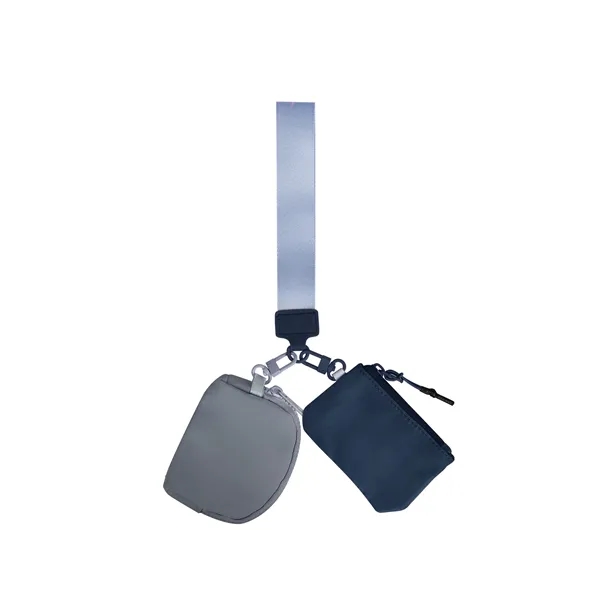 Portable Dual Pouch Wristlet Keychain Wallet