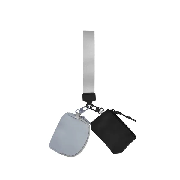 Portable Dual Pouch Wristlet Keychain Wallet
