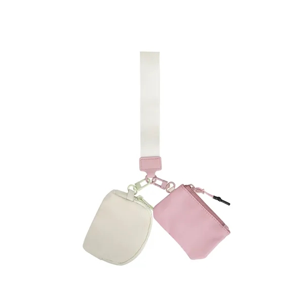 Portable Dual Pouch Wristlet Keychain Wallet