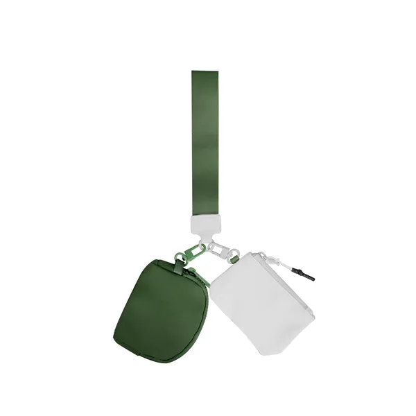 Portable Dual Pouch Wristlet Keychain Wallet