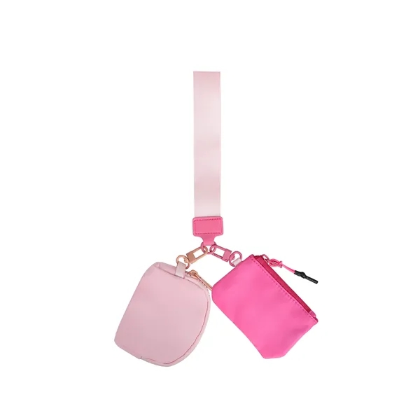 Portable Dual Pouch Wristlet Keychain Wallet