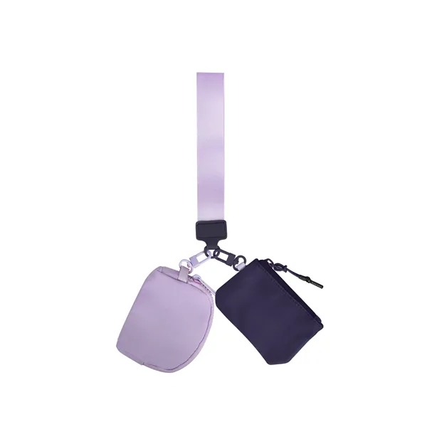 Portable Dual Pouch Wristlet Keychain Wallet