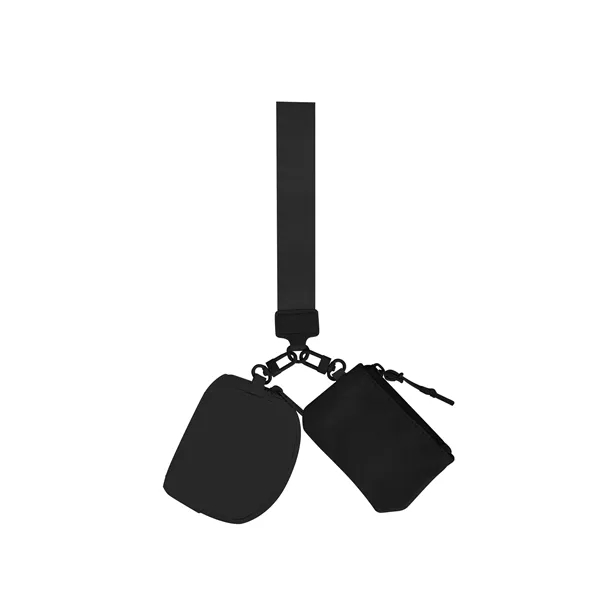 Portable Dual Pouch Wristlet Keychain Wallet