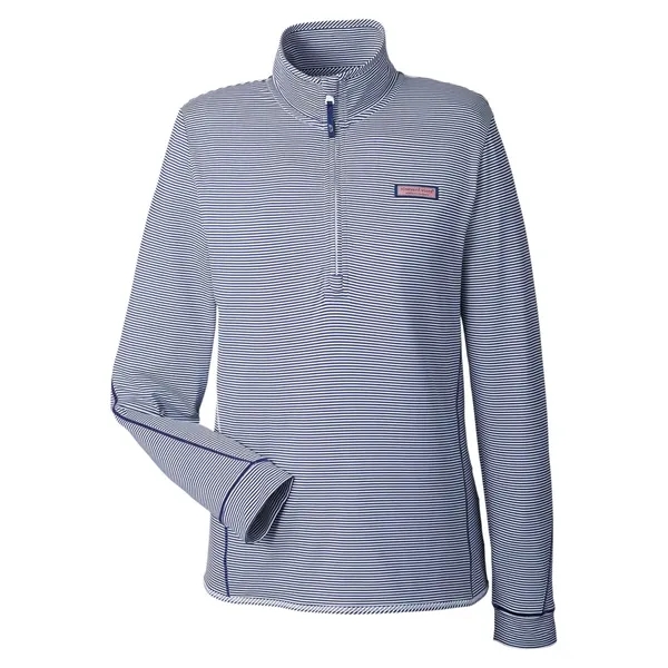 vineyard vines Women's Microstripe Sankaty Half-Zip Pullover