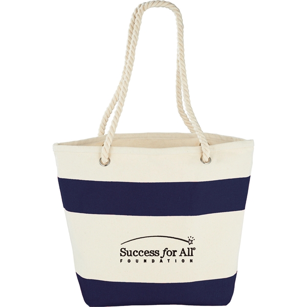 Capri Stripes 12oz Cotton Canvas Shopper Tote - Capri Stripes 12oz Cotton Canvas Shopper Tote - Image 15 of 16