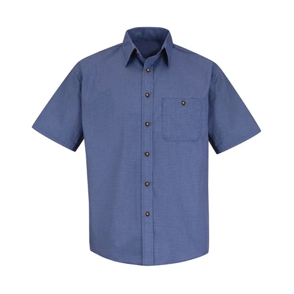 Red Kap Men's Tall Mini-Plaid Uniform Short Sleeve Shirt