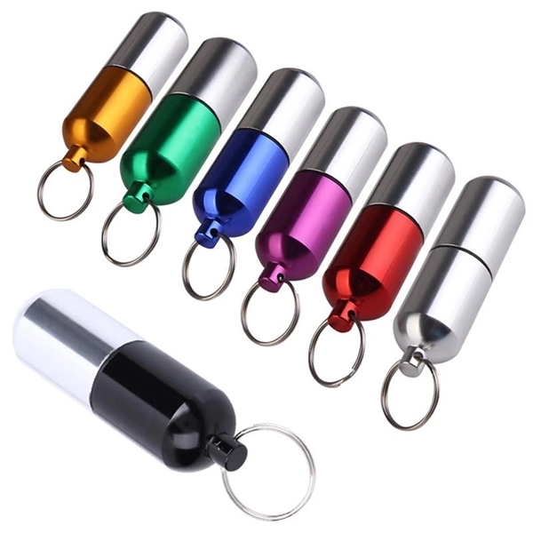 Waterproof Portable Aluminum Pill Holder Keychain - Waterproof Portable Aluminum Pill Holder Keychain - Image 0 of 4