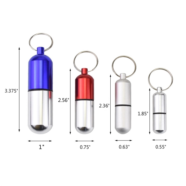 Waterproof Portable Aluminum Pill Holder Keychain - Waterproof Portable Aluminum Pill Holder Keychain - Image 1 of 4