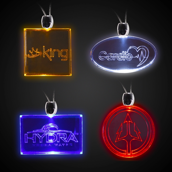LED Acrylic Pendant Necklace Assorted Styles & Colors Plum Grove