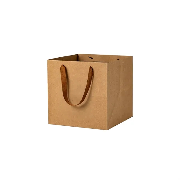 Matte Laminated Paper Gift Tote Bag W/Ribbon Handle