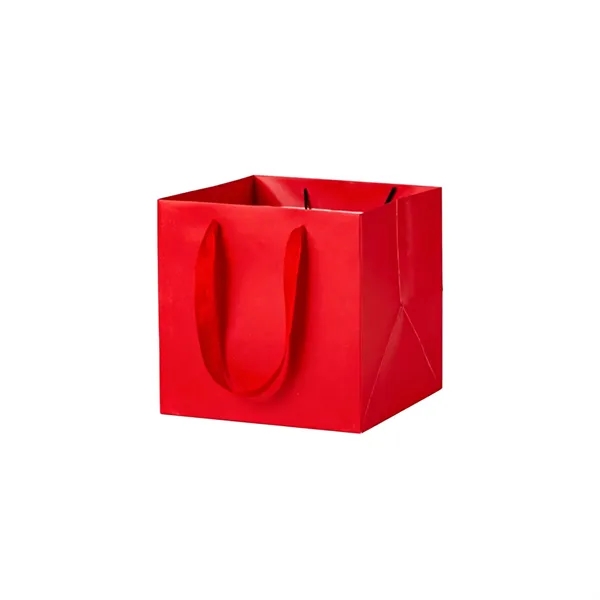 Matte Laminated Paper Gift Tote Bag W/Ribbon Handle