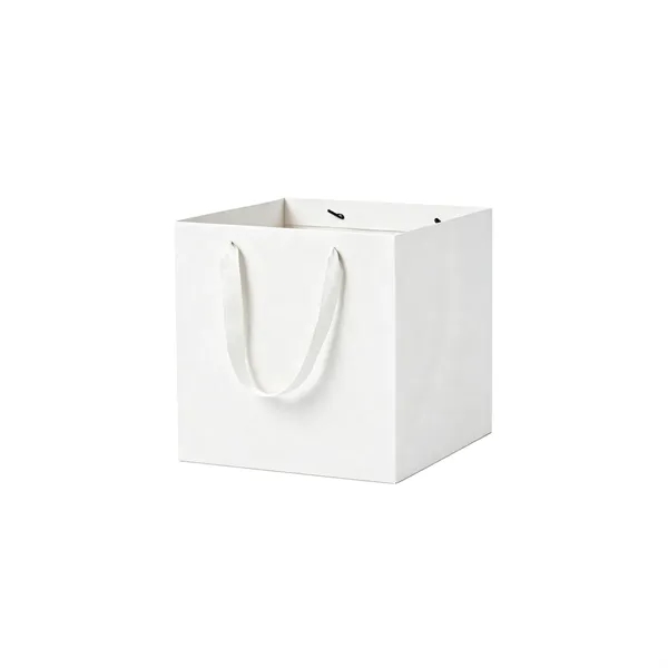 Matte Laminated Paper Gift Tote Bag W/Ribbon Handle