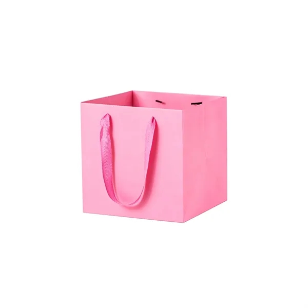 Matte Laminated Paper Gift Tote Bag W/Ribbon Handle