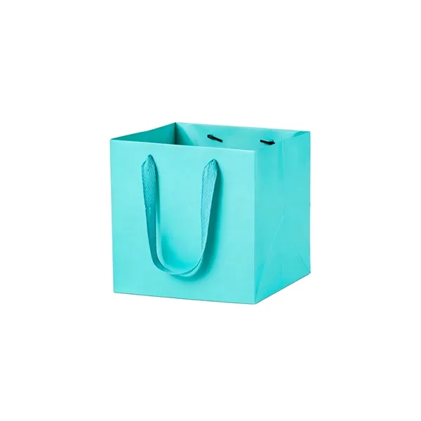 Matte Laminated Paper Gift Tote Bag W/Ribbon Handle