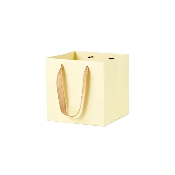 Matte Laminated Paper Gift Tote Bag W/Ribbon Handle