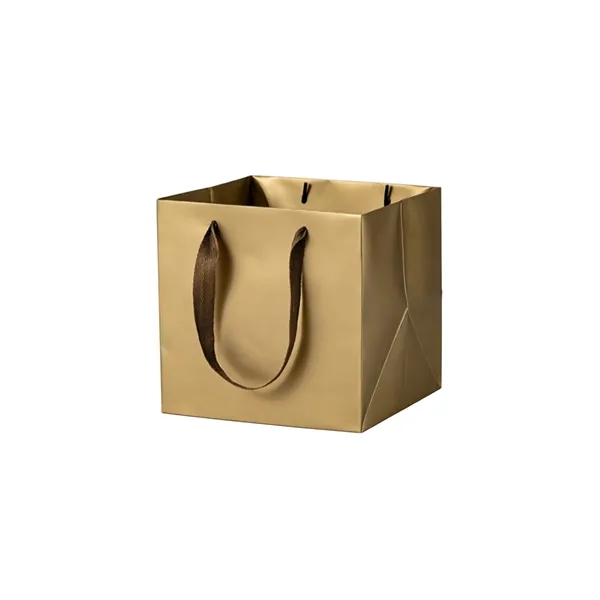 Matte Laminated Paper Gift Tote Bag W/Ribbon Handle