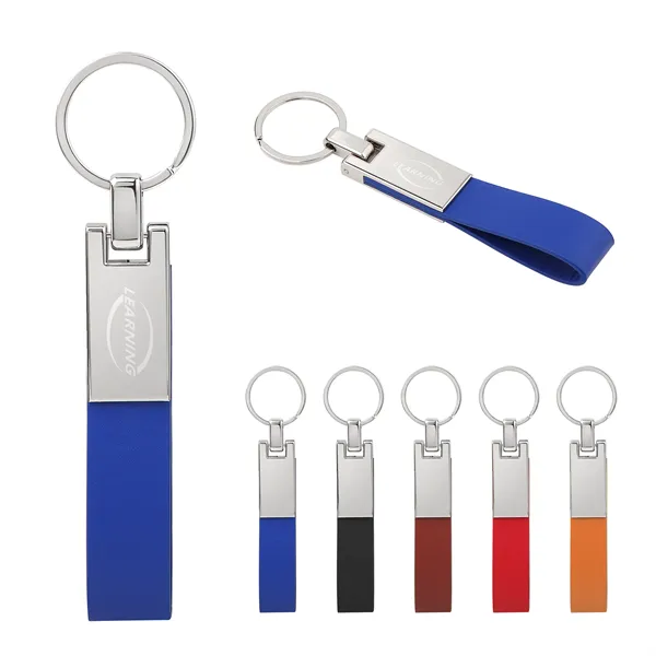 Laser Custom Leather Strap Keychain Metal Car Key Holder