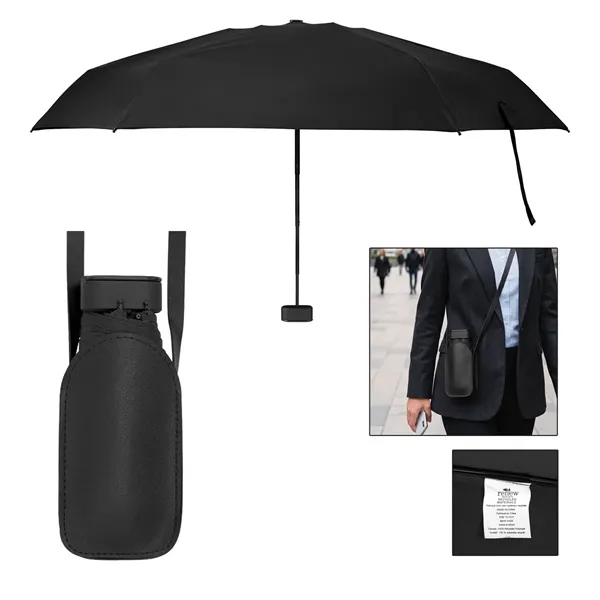 Custom 38" Arc Mini Telescopic Crossbody Umbrella With 100% rPET...