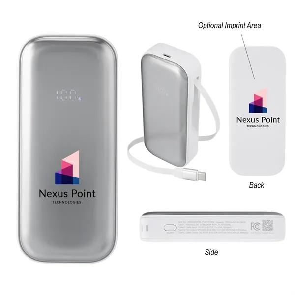 10,000 mAh Power Bank with Retractable Type-C Cable