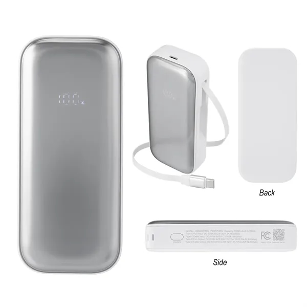 Custom 10,000 mAh Power Bank with Retractable Type-C Cable