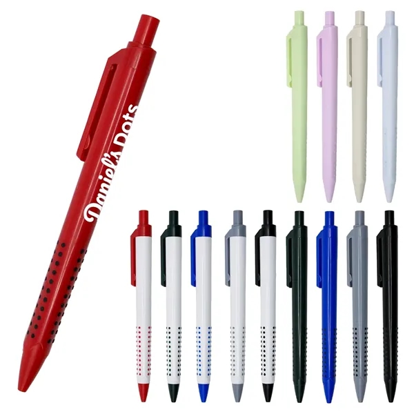 Recycled Plastic Pen with Dotted Rubber Grip
