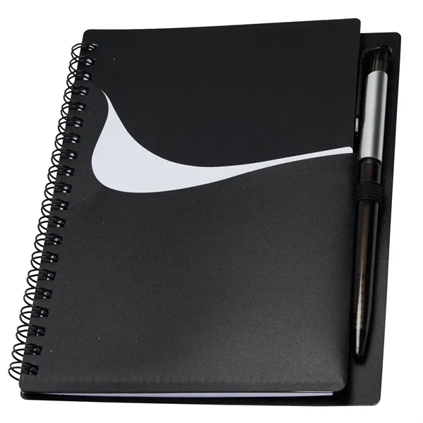 Wavy Design PP Cover RIng Notebook with Matching Pens