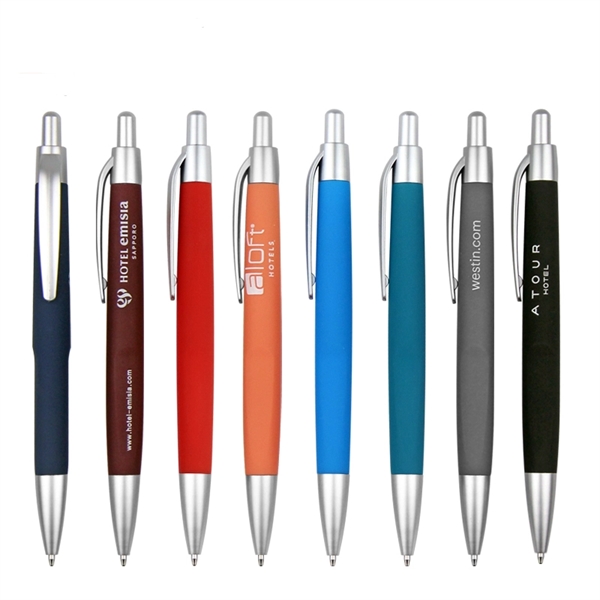 Plastic Rubber Coated Click Hotel Pen - Plastic Rubber Coated Click Hotel Pen - Image 1 of 7