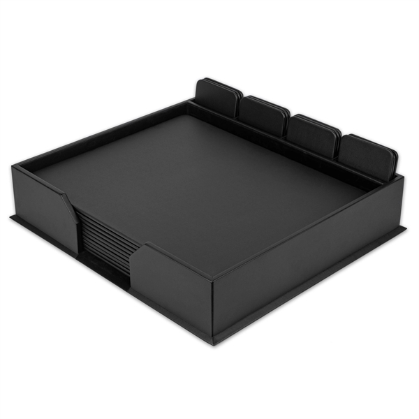 23-Piece Black Leatherette Conf. Room Set with Sq. Coasters - 23-Piece Black Leatherette Conf. Room Set with Sq. Coasters - Image 0 of 0