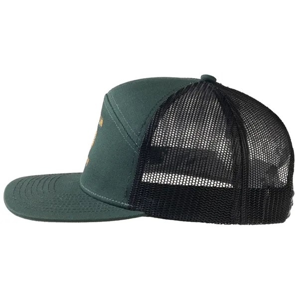 Premium 7-Panel Mesh Back Cap Flat Bill Trucker Hat Snapback