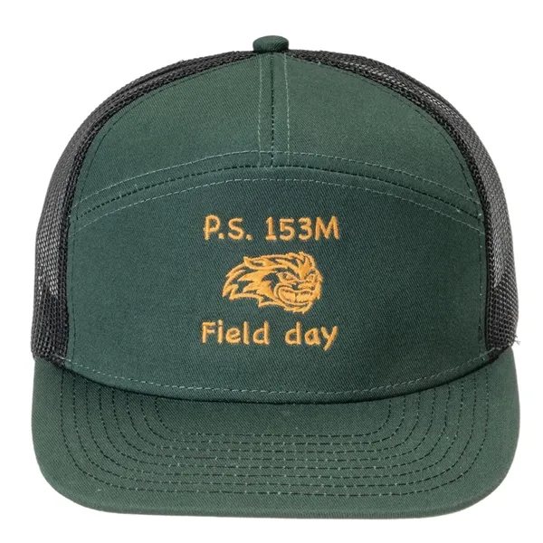 Premium 7-Panel Mesh Back Cap Flat Bill Trucker Hat Snapback