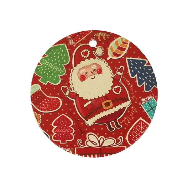 Two Side Printed Ceramic Christmas Tree Hanging Accessories