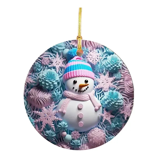Two Side Printed Ceramic Christmas Tree Hanging Accessories