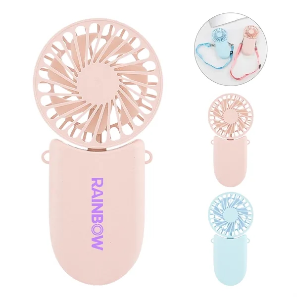 Mini Portable Rechargeable Handheld Fan W/ Lanyard