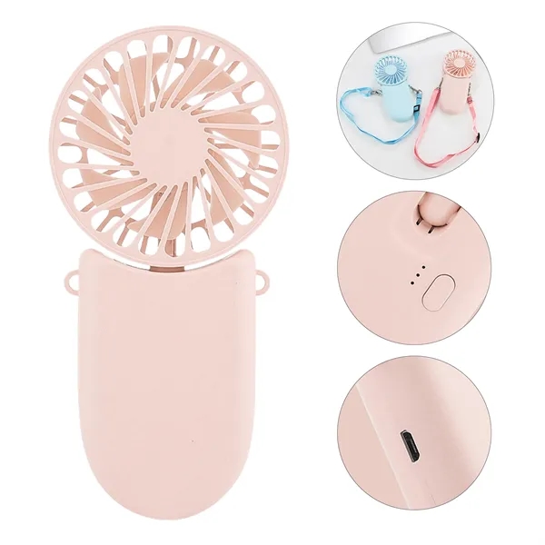 Mini Portable Rechargeable Handheld Fan W/ Lanyard