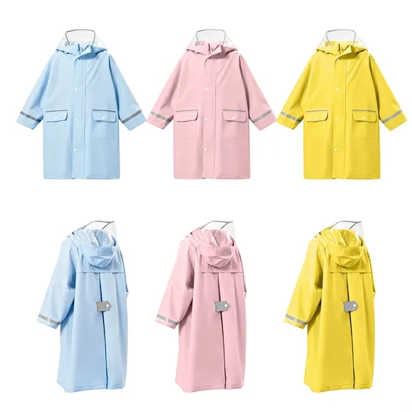 Reusable Kids Rain Jacket W/ Hood & Reflective Strip