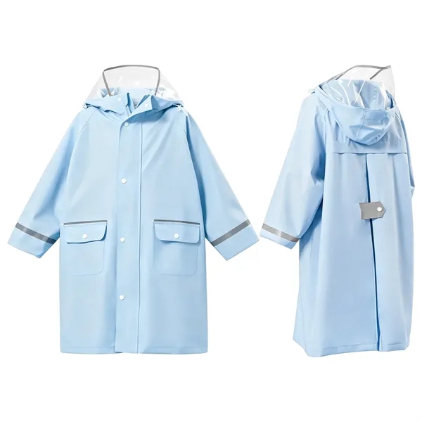 Reusable Kids Rain Jacket W/ Hood & Reflective Strip
