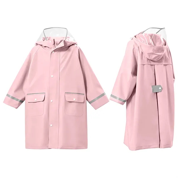 Reusable Kids Rain Jacket W/ Hood & Reflective Strip