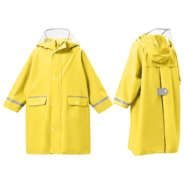 Reusable Kids Rain Jacket W/ Hood & Reflective Strip