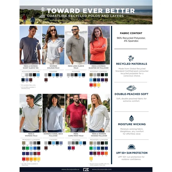 Cutter & Buck Coastline Recycled Double Peached Mens Big ...
