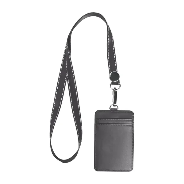 Premium Leather ID Card Badge Holder W/ Lanyard