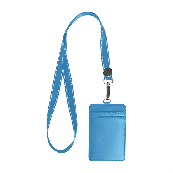 Premium Leather ID Card Badge Holder W/ Lanyard