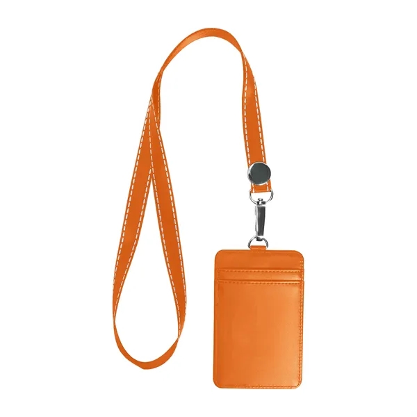 Premium Leather ID Card Badge Holder W/ Lanyard