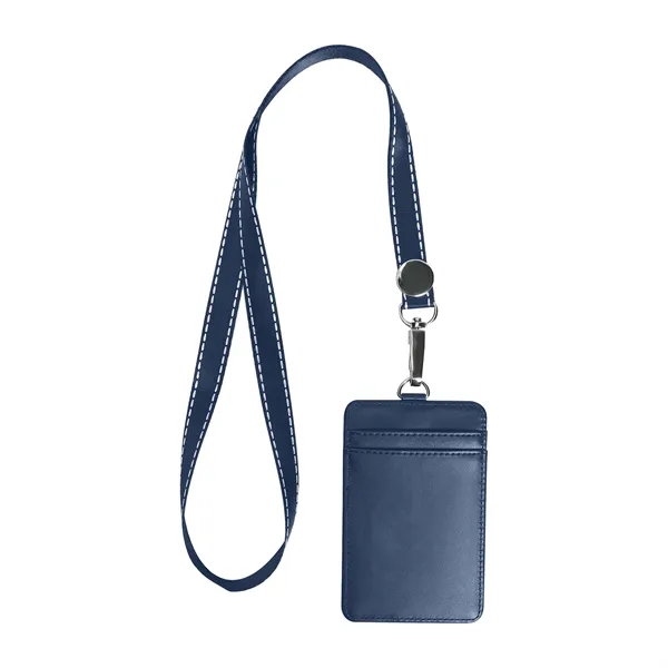 Premium Leather ID Card Badge Holder W/ Lanyard