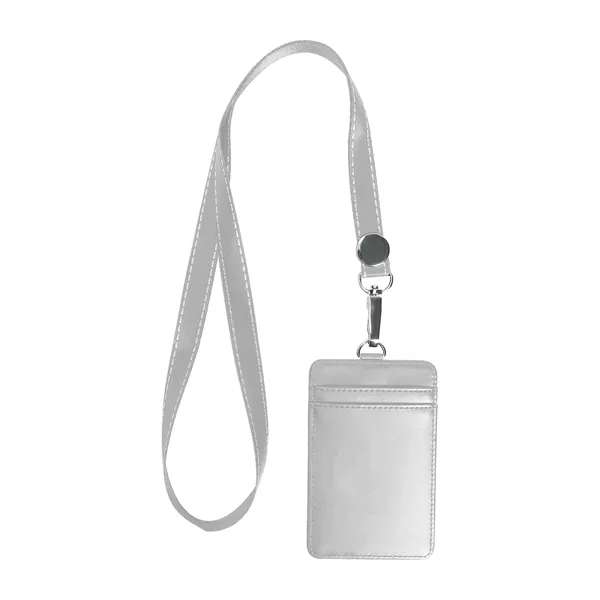 Premium Leather ID Card Badge Holder W/ Lanyard
