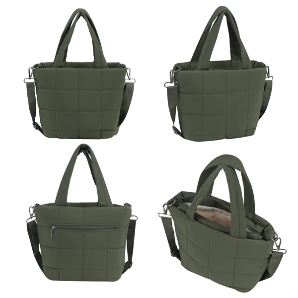 Small Quilted Puffer Tote Bag W/Adjustable Strap