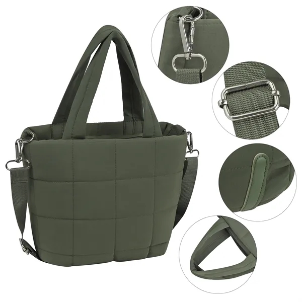 Small Quilted Puffer Tote Bag W/Adjustable Strap