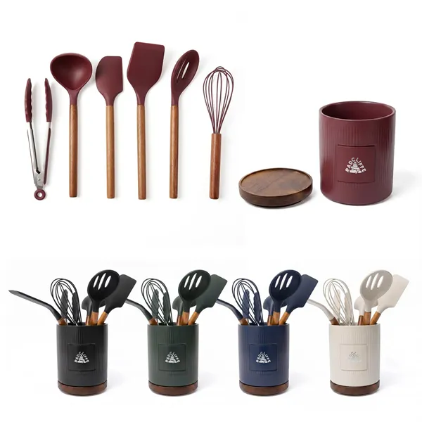 Radcliffe Stoneware Utensil Holder And Spatula Set