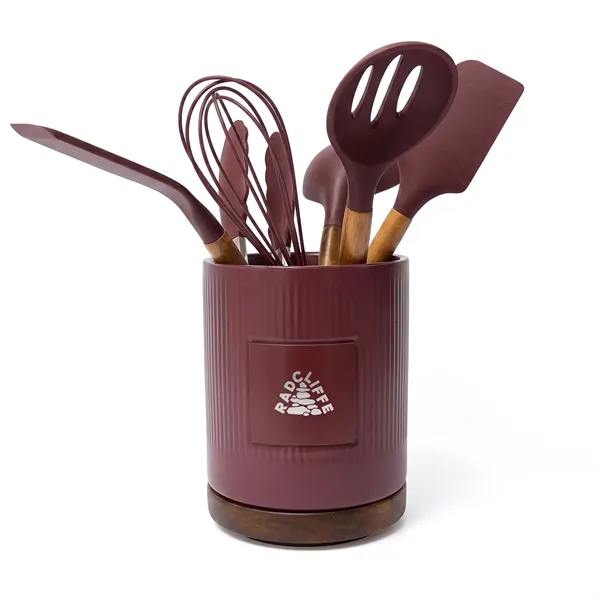 Radcliffe Stoneware Utensil Holder And Spatula Set